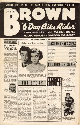 Pressbook for Six Day Bike Rider  (1934)