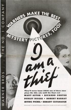 Pressbook for I Am a Thief  (1934)