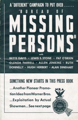 Pressbook for Bureau of Missing Persons  (1933)